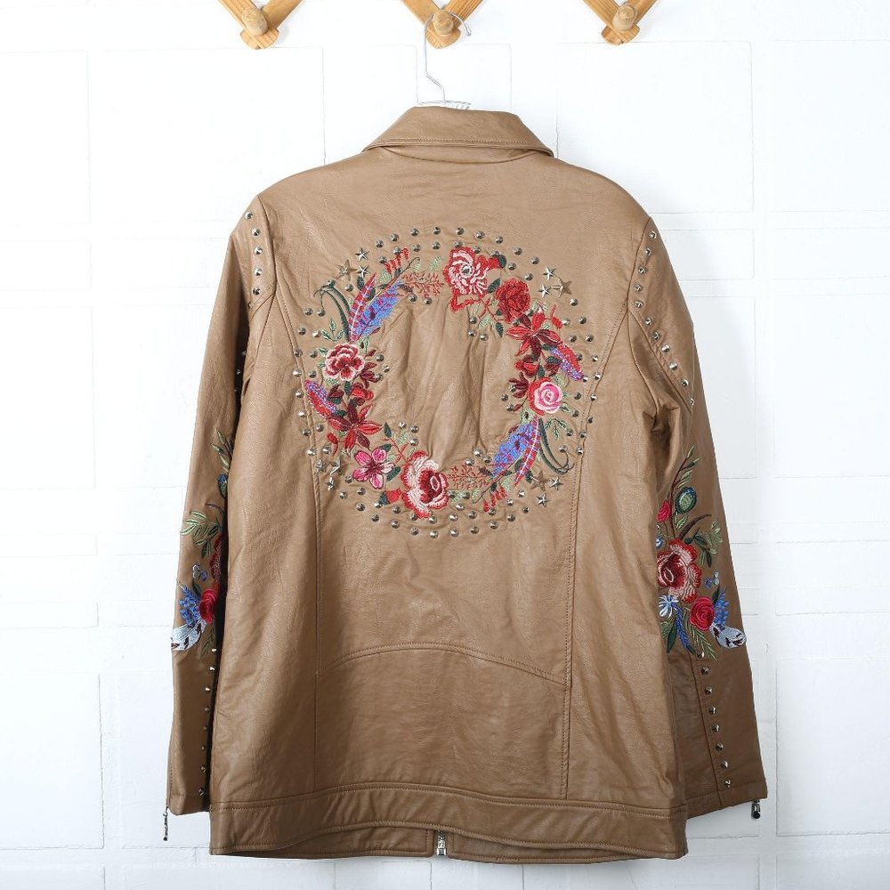 Ameri Mode Genuine Leather Jacket Tan Small - image 2